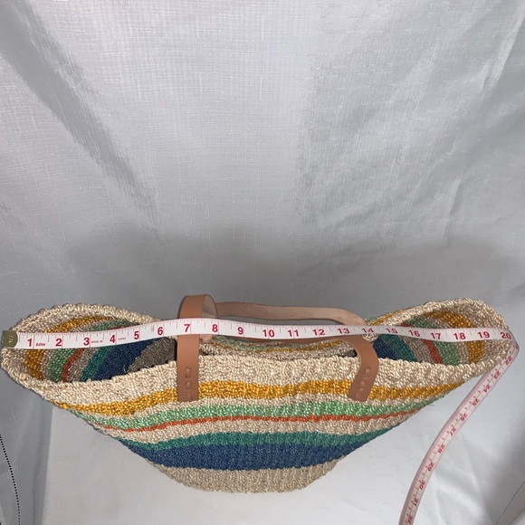 Colorful Rattan Woven Beach Tote Bag Large Summer Striped Raffia Straw Travel - Picture 9 of 13